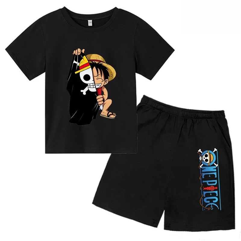 Kids Children's Sets Anime One Pieces Luffy Gear 5 Cosplay Tshirt Boys Luffy  Boy Cartoon Tees Children Summer Short Sleeve Tops