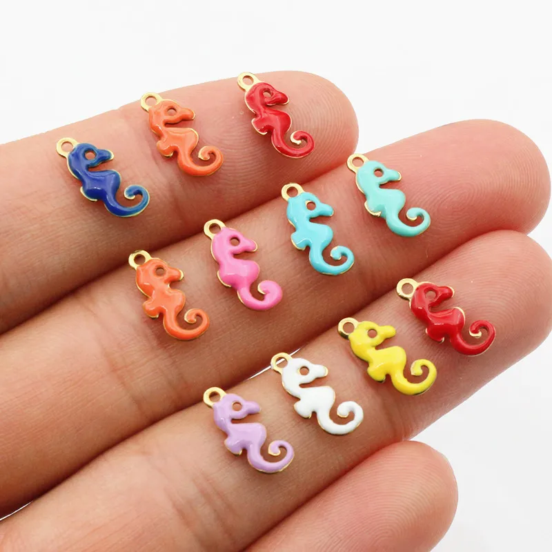 

10pcs Stainless Steel Seahorse Hippocampus Enamel Charms Pendant Stainless Steel DIY Jewelry Making Accessories Findings