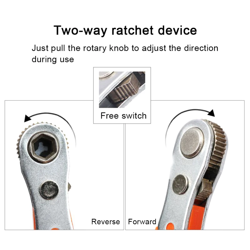 Ajustável Hexágono Ratchet Wrench, Quick Release, Soquete Repair Tools, Cabeça única ou dupla Chave De Fenda, Brocas Ferramenta, 1/4 \