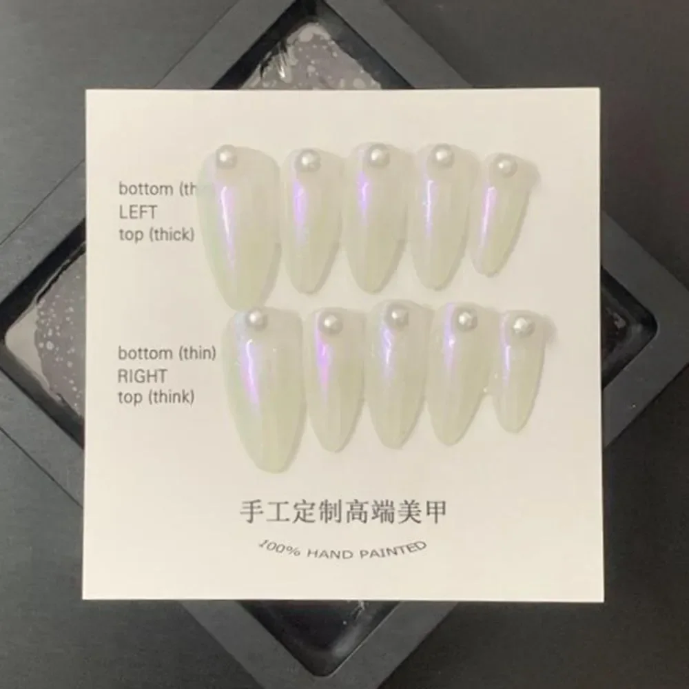 

Handmade Y2k Press on Nails Almond Korean Medium-length Reusable Adhesive False Nails with Design Artificial Acrylic Nail Tips