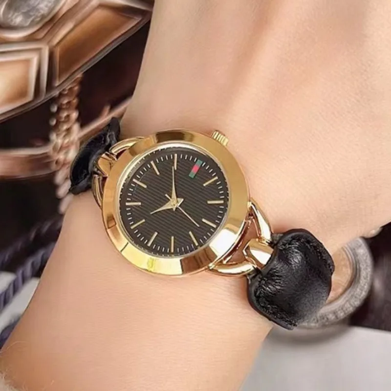 Retro Women Bracelet Watch 3 Bar Waterproof Fashion Lady Clock Luxury Senior Disc Women Scale Quartz Watch Leather Strap Relojes