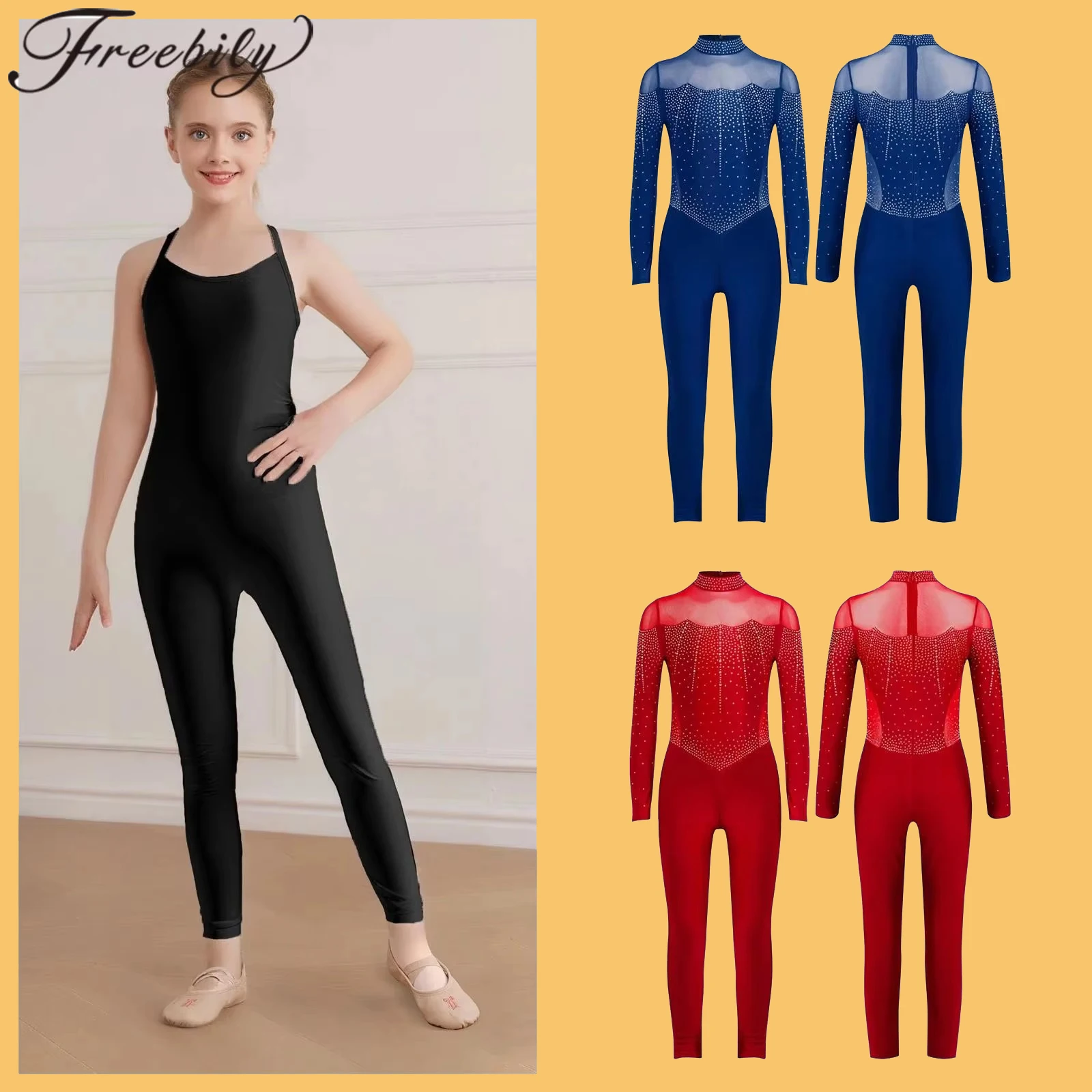 子供ノースリーブ体操ジャンプスーツバレリーナ女の子全身レオタードヨガ練習バレエスケートボディスーツ子供ダンスウェア
