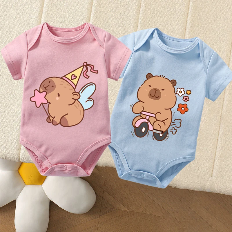 Capybara Romper Baby Summer Kawaii Bodysuit Newborn Cute Capibara Clothes Girls Boys Fashion Onesie Short Sleeve Birthday Gift