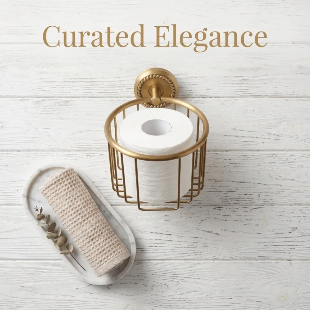 

Copper Toilet Paper Holder Antique Brass Rust Proof Tissue Roll Basket Vintage Hollow Out Toilet Paper Rack