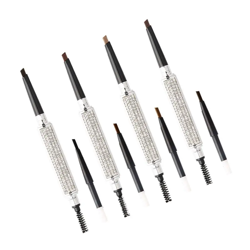 Natural Triangle Tip Eyebrow Pencil with Brush Sharpener Waterproof Sweatproof Brow Color Kit for Home Use and Travel Brown