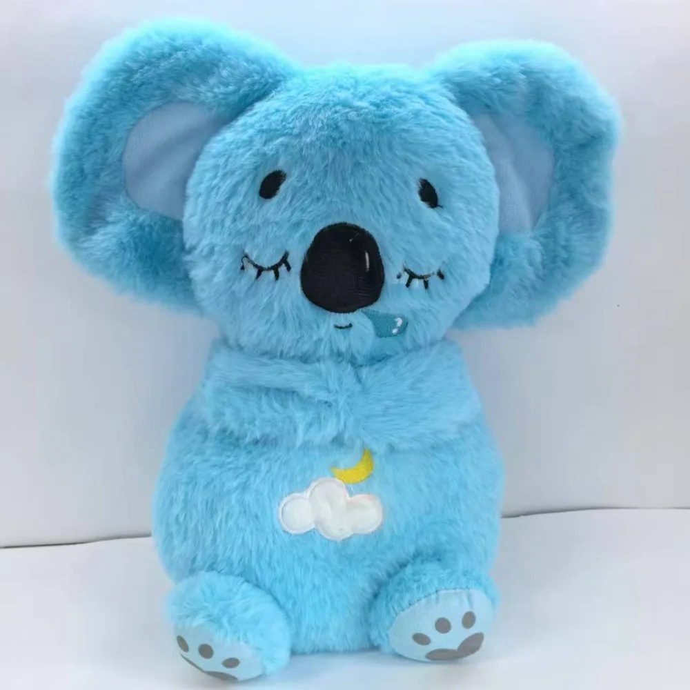 Plush Koala Children's Sleeping Doll 4 Modes Rhythmic Breathing Baby Soothing Plush Doll Sleeping Companion with Music Lights