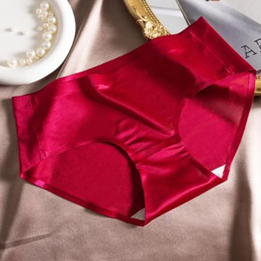 Damen-Unterhose aus Eisseide, heiße Dessous, nahtloser Bikini-Slip, schmale Passform, seidige Unterwäsche, glatte japanische Damen-T-Höschen, klassisch
