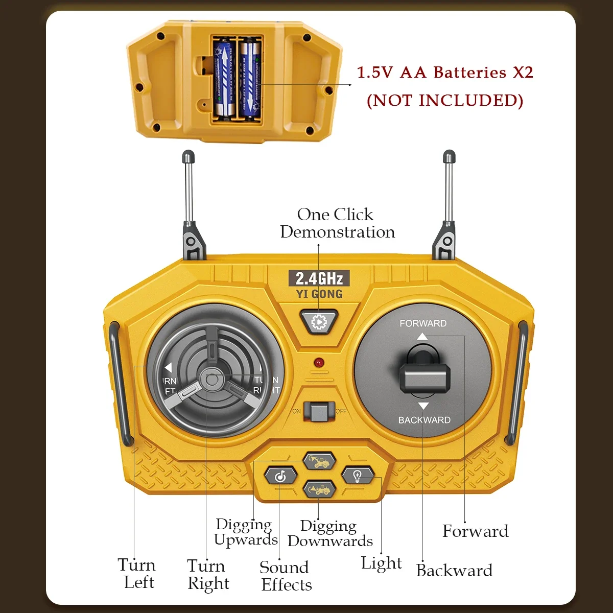 جرافة يتم التحكم فيها عن بعد تسعة قنوات تحميل ألعاب محاكاة الحفر هدايا هندسية لأكثر من 6 سنوات فما فوق #4
