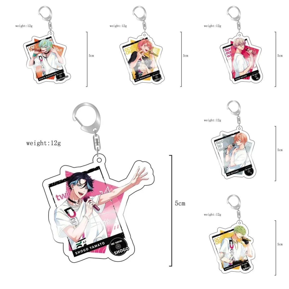 6cm Anime Paradox Live Stand Keychain Figures Sugasano Aren Yon H-ajun Model Key Ring Pendant Ornament Anne Acrylic Toy gift