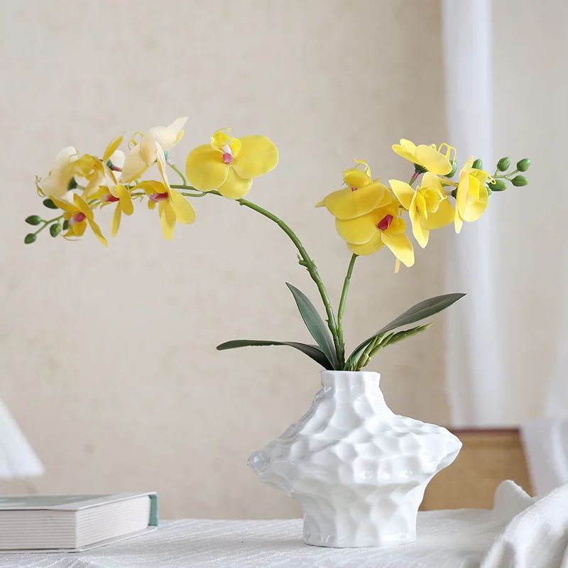 Ceramic Vase Hydroponic Three-dimensional Pleated Flower Vase Floral Arrangement Flowerpot Home Decoration Accessories