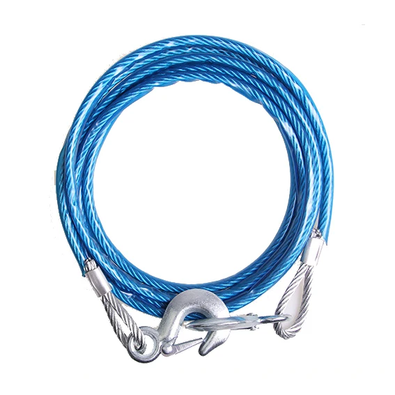 5M 7 Tons Steel Wire Tow Cable Tow Strap Towing Rope With Hooks For Heavy Duty Car Emergency