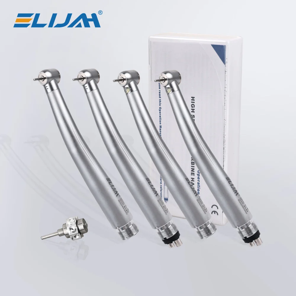 ELIJAH Dental Led High Speed Handpiece Integrate E-generator  Ceramic Bearing Standard Head Push Button 3 Water Spray Dentistry