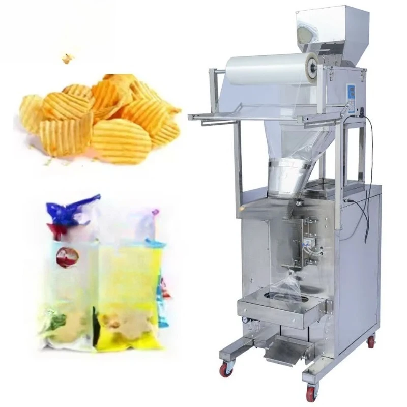 Máquina envasadora de patatas fritas multifuncional vertical automática, máquina envasadora de polvo de chile y comida de aperitivos