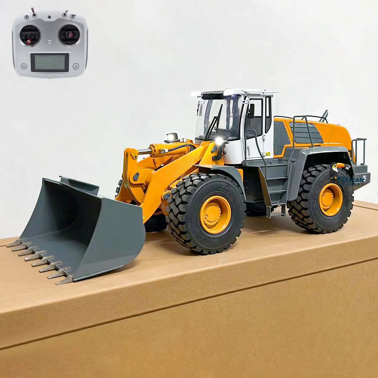 

Toys New Arrival JZM 1/14 RC Hydraulic Wheeled Loader 580 Control Machine Vehicle TOUCAN RC HOBBY Assembled Sound Light Model