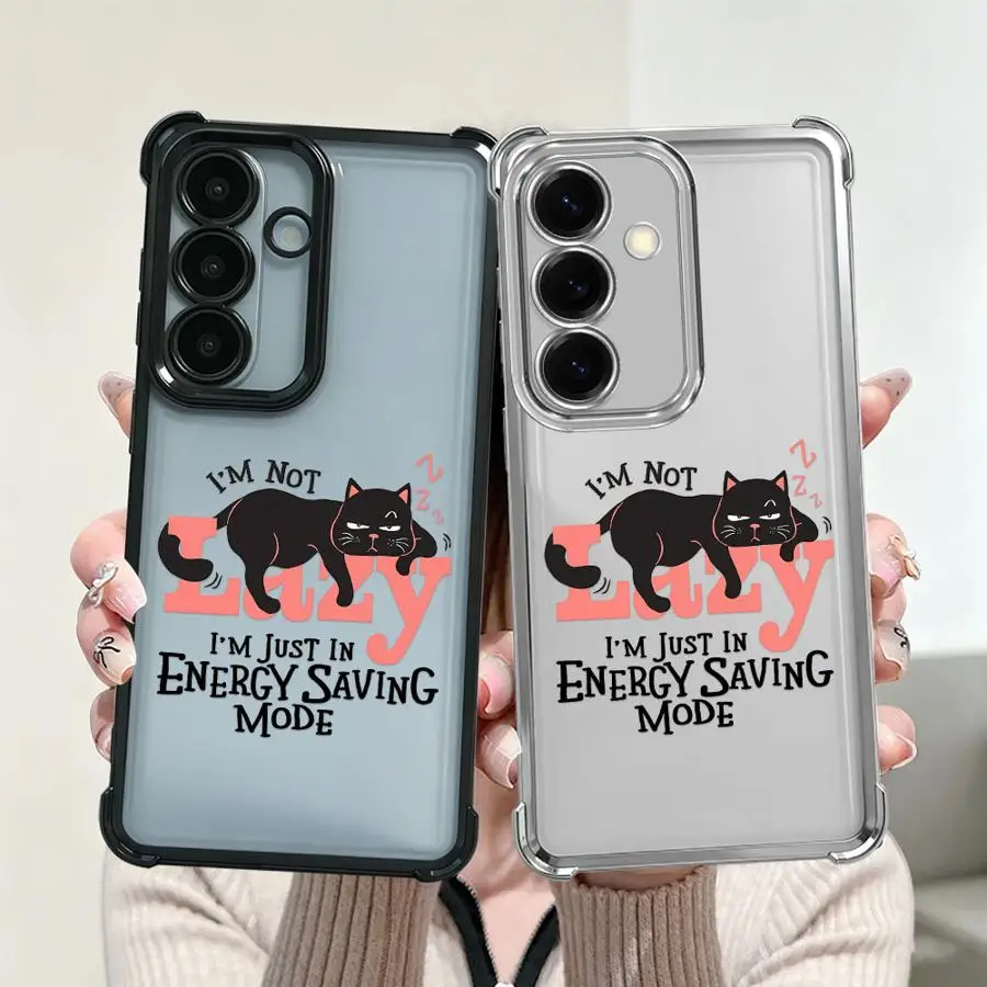 Phone Cover Case for Samsung Galaxy A14 A04 A73 A13 A33 A50 A15 A05 A07 A53 A54 A34 A16 A06 A23 A51 A24 A52 A12 A03 Lazy Black