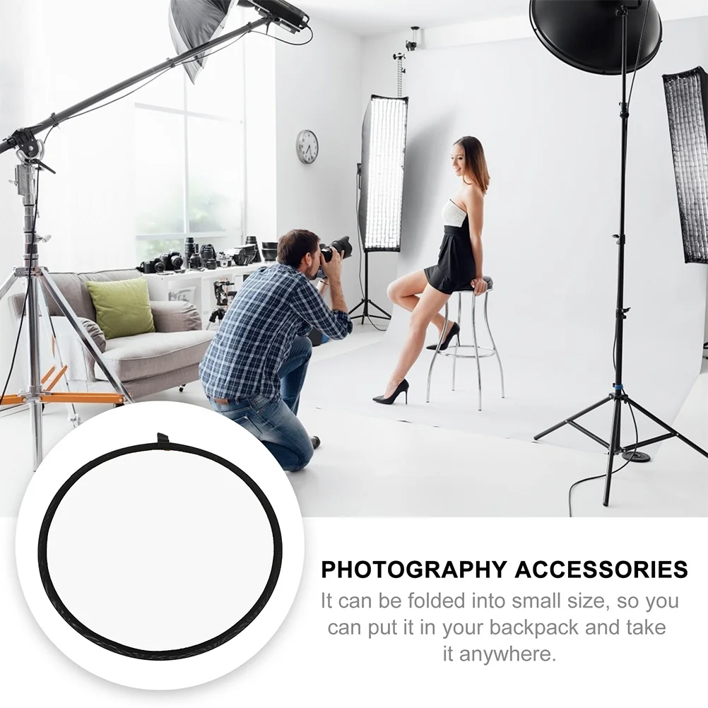 

Folding Reflector For Photography Silver White 2 In 1 Light Diffuser Portable Camera Flash Reflector Studio Outdoor Photo