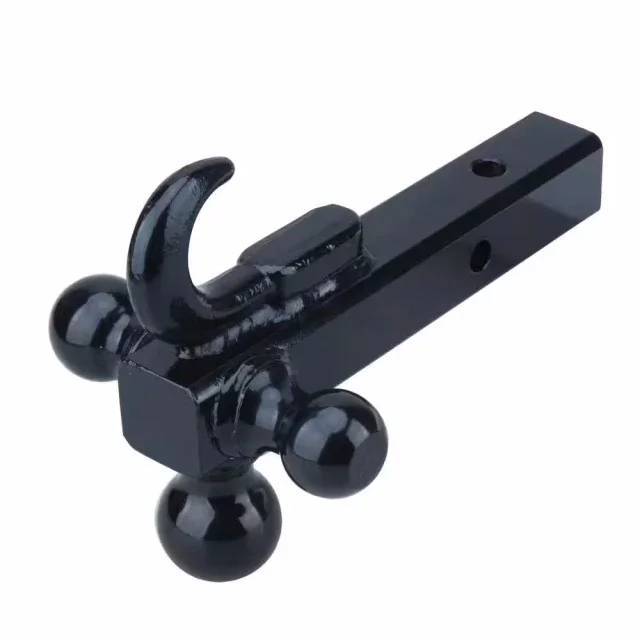 kq-10000lbs Trailer Tri- Ball Mount With Hook 1-7/8 Inch 2 Inch 2-5/16 Inch Trailer Balls Fits 12inch Length Black%