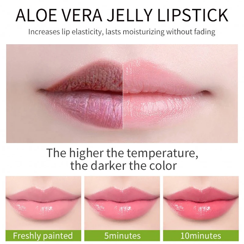 1PC Aloe Vera Lipstick Lip Tint Color Changing Jelly Lipsticks Lip Balm Hydrating Moisturizing Lasting Makeup Lip Stick Cosmetic