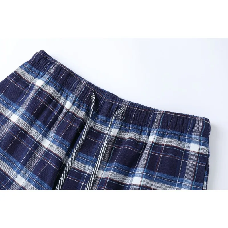 2024 Spring Autumn Men 100% Cotton Sleep Pants Male Plus Size Lounge Wear Nightwear Trousers Men Casual Plaid Home Pants