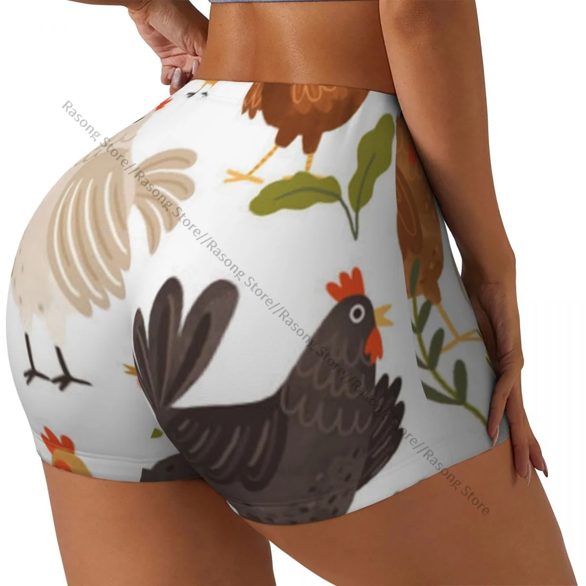 

Женские шорты для йоги, милые петухи, цыплята, куры, растения, шорты для тренировок, быстросохнущие женские шорты для йоги, тренажерного зала, спортивная одежда