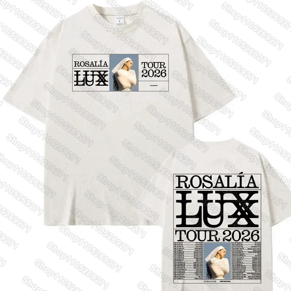 ROSALIA LUX tour 2026 T-SHIRT 2026 ROSAIA Same As Official Website High Quality Tee-shirt 100%Cotton Harajuku Round Neck TEES