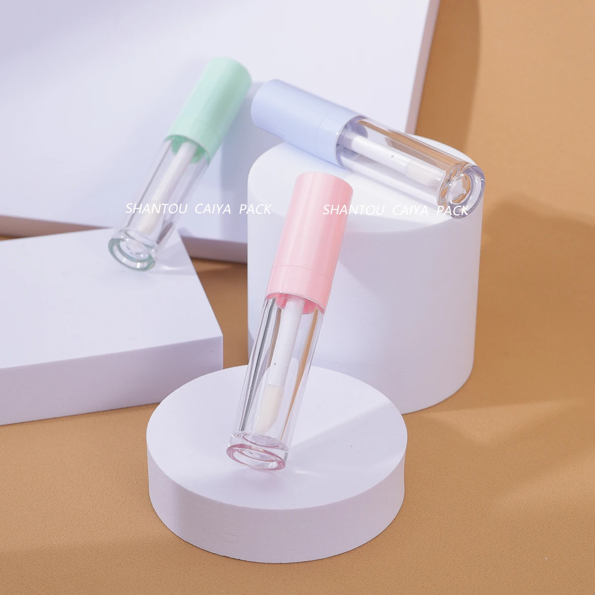 10/30/50pcs empty 8ml big doe foot brush macaron pink blue green cap lip gloss tubes clear refillable lipgloss tube