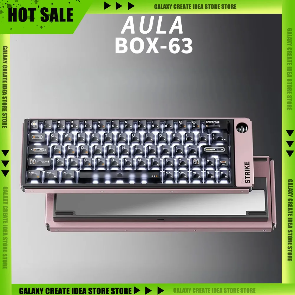 AULA BOX63 Wired Magnetics Switch Keyboard Aluminium Alloy Single-mode RGB 8K Return Rate E-sports Gaming Office Keyboard Gifts