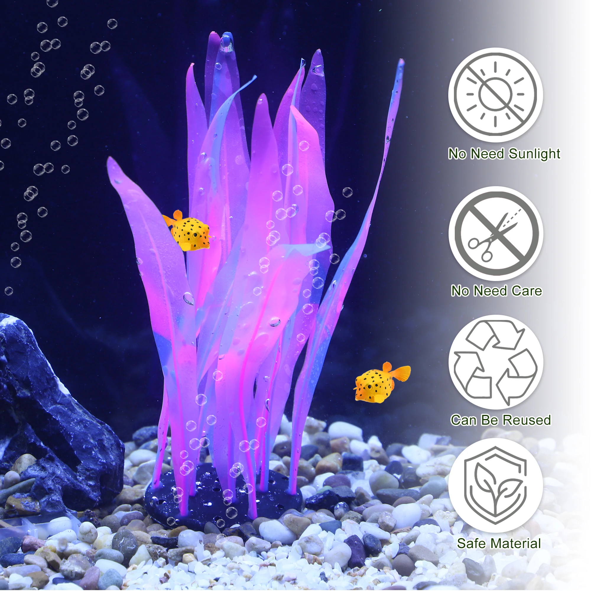 UXCELL Aquarium Artificial Decorative Plant Silicone Glowing Decor for Fish Tank Ornamen Flower Grass Decoration Accessories