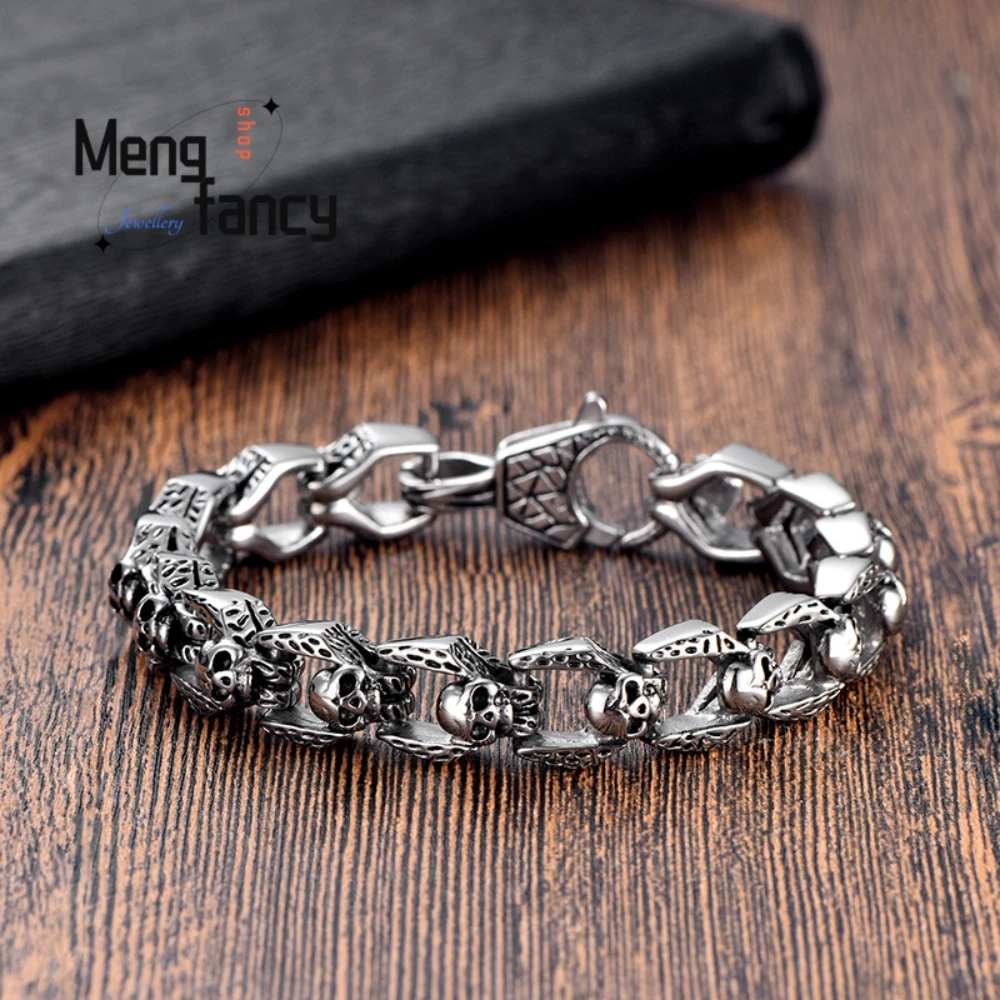 Three-Dimensional Skull-Shaped Bracelet Rock Music Hip-Hop Punk Style Trendy Exquisite High-End Popular Mascots Lucky Charm Gift