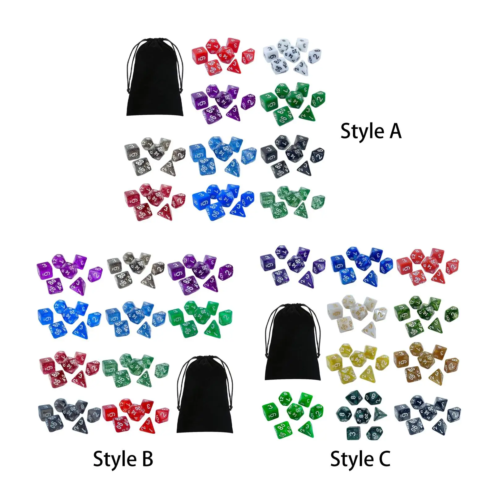 70 Pieces Acrylic Polyhedral Dice ,Entertainment Toy ,Table Games with Storage