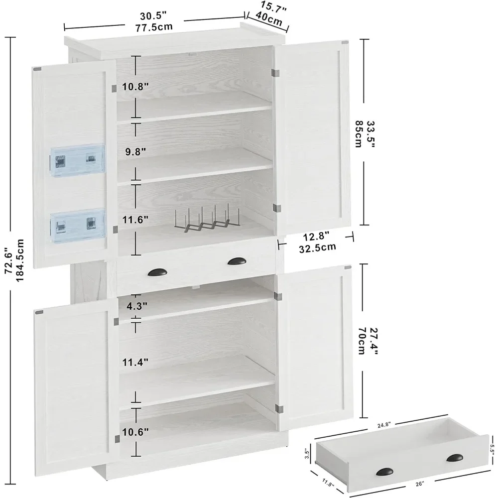 Kitchen Pantry Storage Cabinet 72