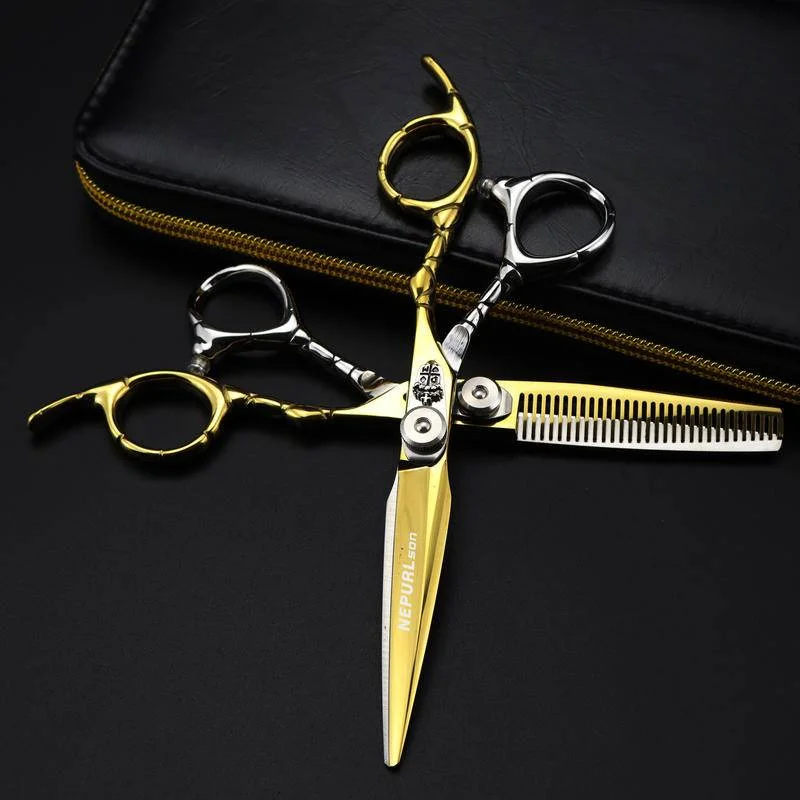 

Professional Stainless Steel 6inch Hair Cutting Scissor Thinning Haircut Hairdressing Barber Shears for Home Salon Use