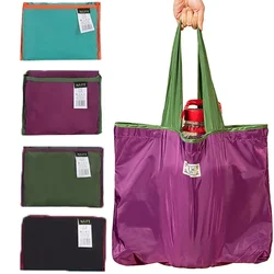 Sac d'épicerie pliable en nylon réutilisable de grande capacité, fourre-tout de plage en polyester, sac de proximité, sac d'épicerie pliable, cuillère à soupe, grand