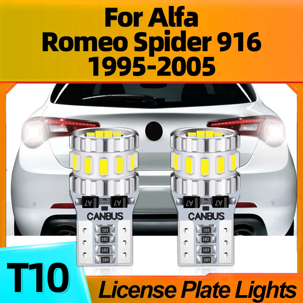 2Pcs CANBUS Car LED Bulb T10 W5W License Plate Lights For Alfa Romeo Spider 916 1995 1996 1997 1998 1999 2000 2001 2002 03-2005