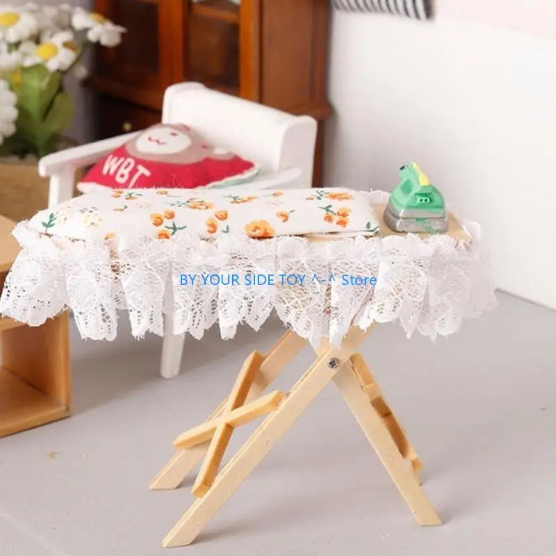 

Dollhouses Accessories 1:12 Scale Ironing Board with Iron Miniature Dollhouses Furniture Scale Decoration U6XE