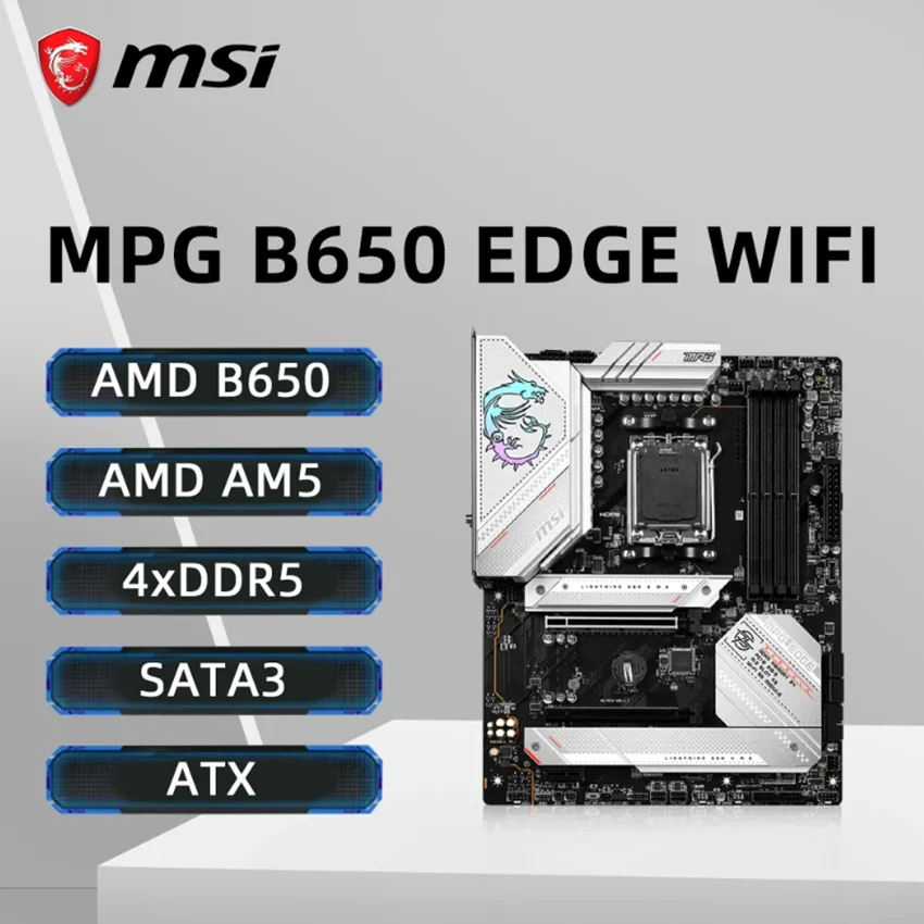 

MSI MPG B650 EDGE WIFI Motherboard AM5 Socket Support 7900X 7800X3D 7600 CPU 4xDDR5 7800MHz 256GB HDMI 4xM.2 NVME PCIe 5.0 ATX
