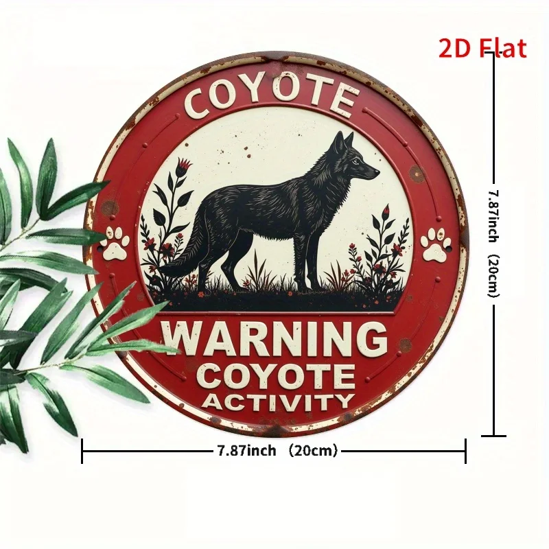 لافتة حائط معدنية عتيقة ثنائية الأبعاد، قطعة واحدة - تصميم أنشطة تحذير ذئب البراري، 19.81 × 19.81 سم فن حديدي ريفي للحديقة وغرفة النوم والجراج #3