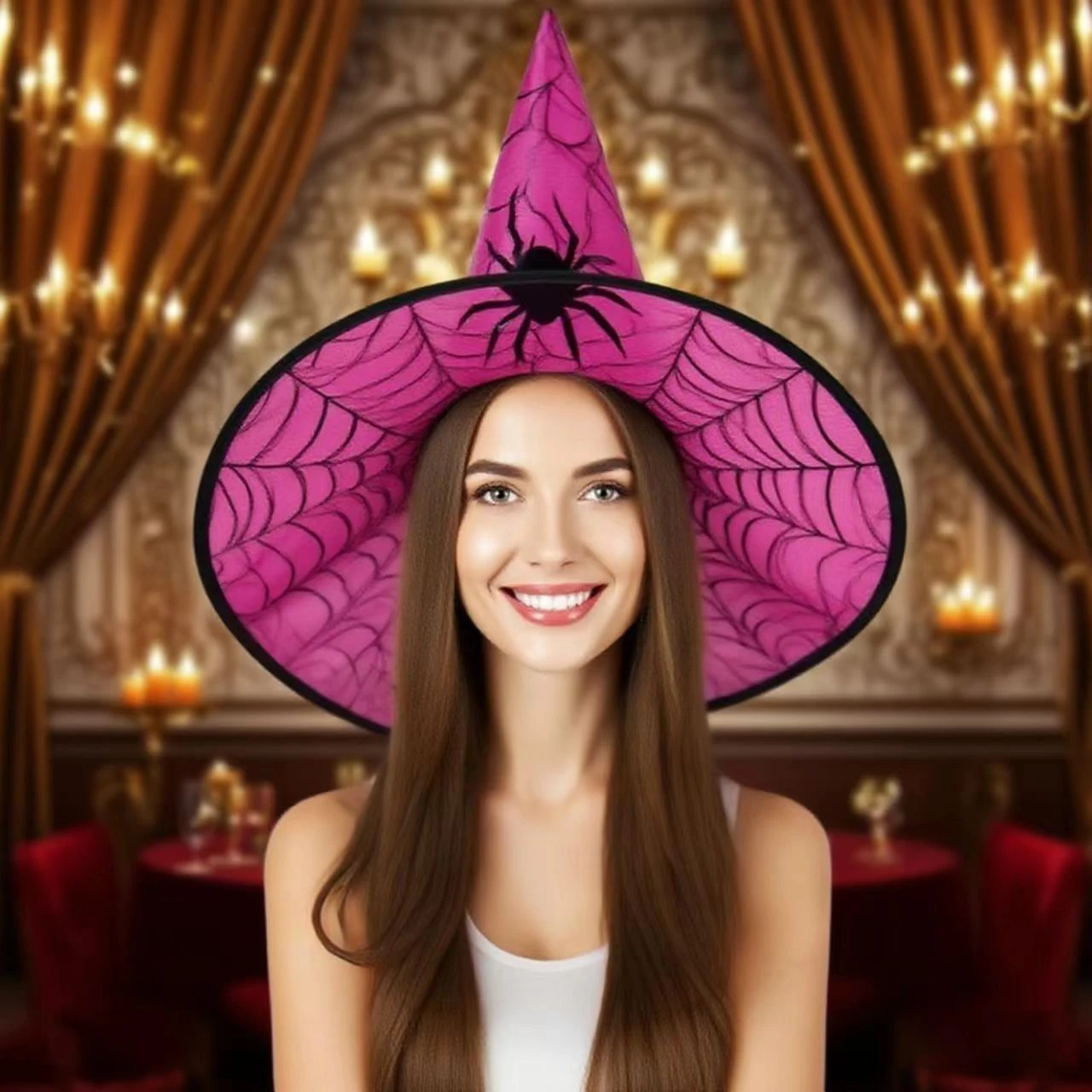 Hexenhut, Halloween-Dekorationszubehör, Hexenhut für Kinder und Erwachsene, Ballkleid, Magic Mesh Wizard Hat für Party – Detail 5
