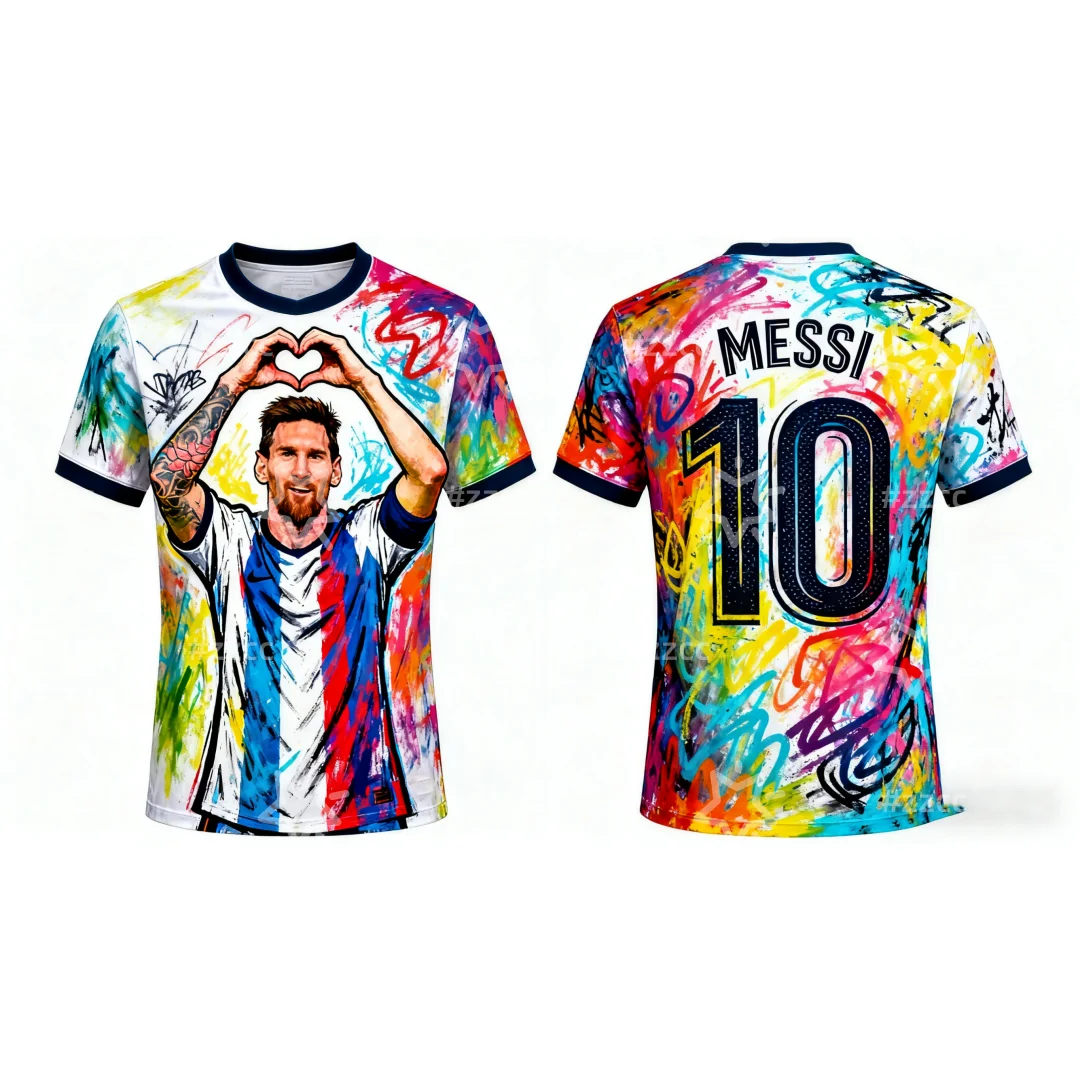 

Футболка для матчей и тренировок Месси Футбольная майка No. 10, осенняя спортивная быстросохнущая мужская футболка с 3D принтом, детская одежда, футболка