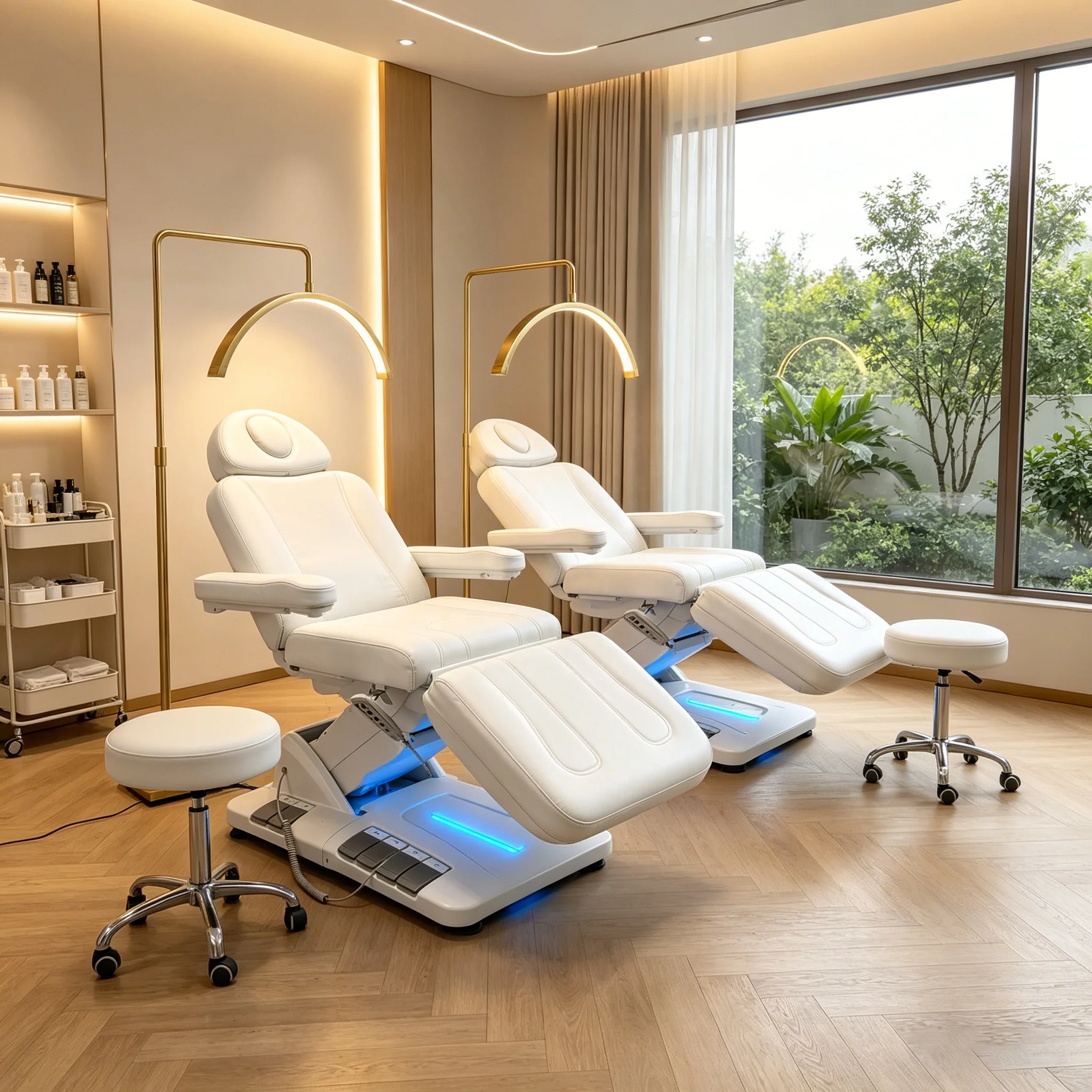 Luxury Adjustable 4 Motors Multifunction Facial Treatment Spa Massage Tattoo Salon Electric Beauty Bed