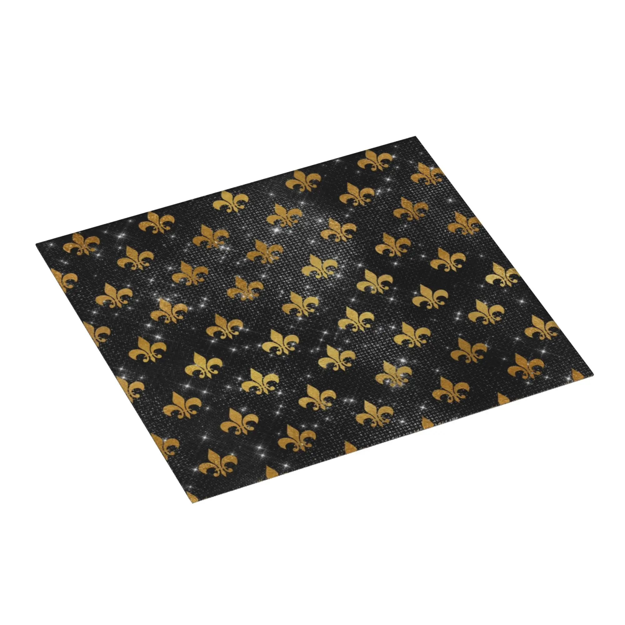 Drying Mat For Kitchen Elegant Black Fleur De Lis Water Absorbent Fleur-De-Lys Lily Floral On Slip Kitchen Counter Protector Mat