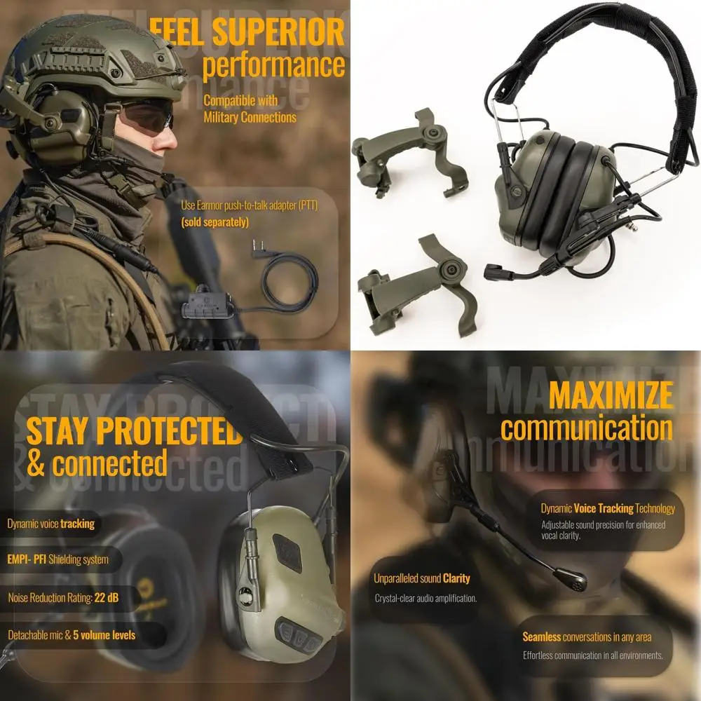 

Noise-Cancelling Tactical Headset with ARC Rail Mount for Shooting & Hunting
