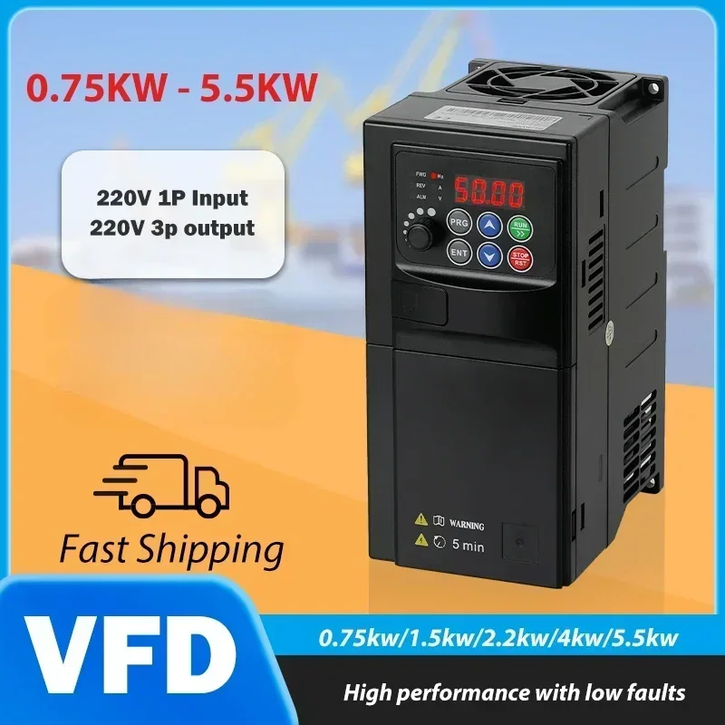 220V 0.75KW/1.5KW/2.2KW 1HP/2HP/3HP Economical Mini VFD Variable Frequency Drive Converter for Motor Speed Control Inverter