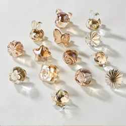 New Multiple Shapes Crystal Knob Brass+crystal Drawer Cabinet Knob Butterfly Bear Rose Light Luxury Kitchen Cabinet Handles