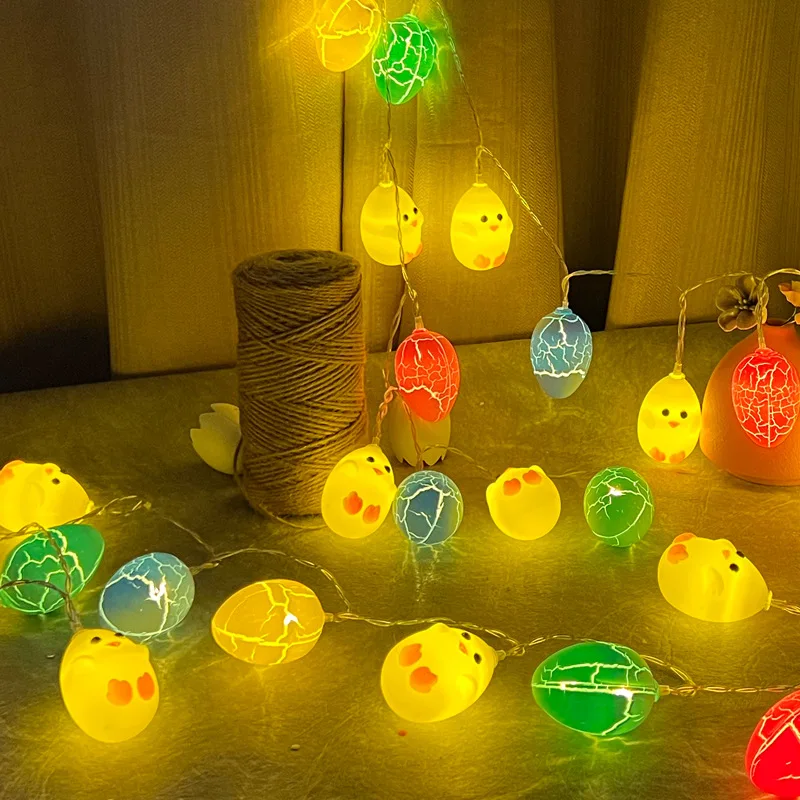 1.5M 10Lights Happy Easter Day Light String Cute Rabbit Chick Crack Egg Light String Easter Party Home Decor Party Supply