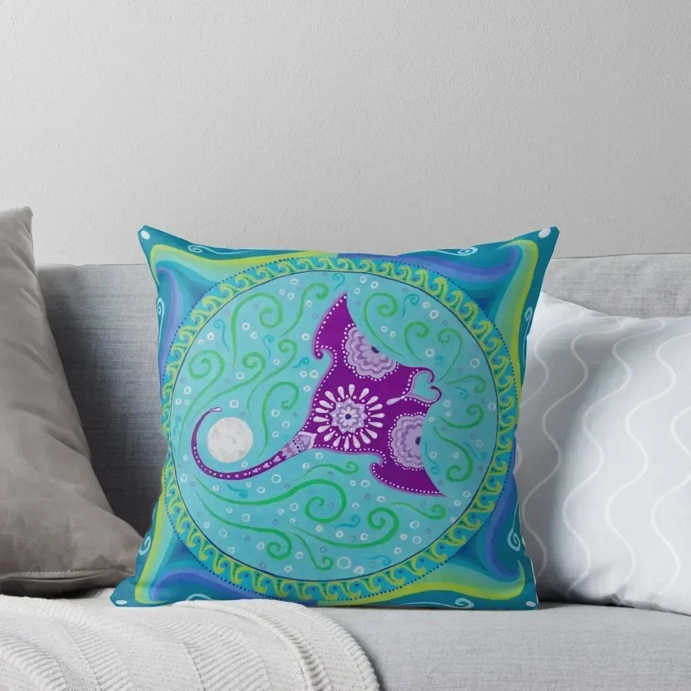 

Manta Ray and Moon Mandala Throw Pillow anime girl Cushion Cover Luxury sleeping pillows pillow