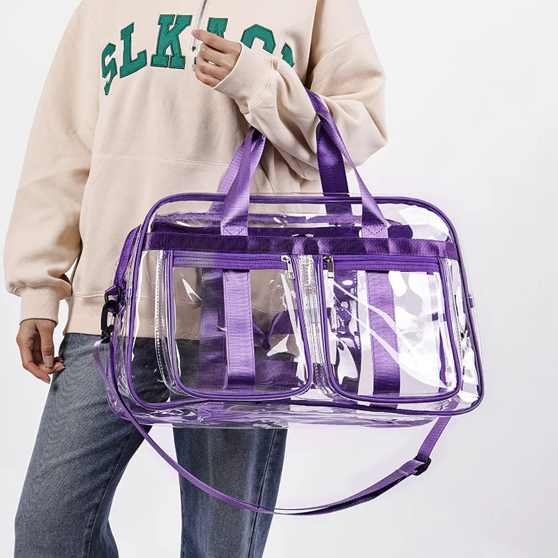 

PVC Transparent Travel Bag Large Capacity Waterproof Tote Bag Leisure Fitness Yoga Handbag Single Shoulder Crossbody Bag