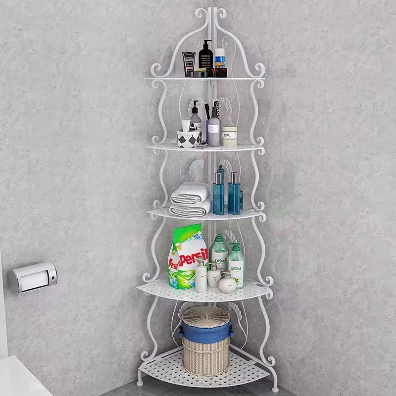 Toilet rack, floor-to-ceiling multi-layer kitchen storage multi-functional wrought iron shelf, bathroom toilet toilet shelf