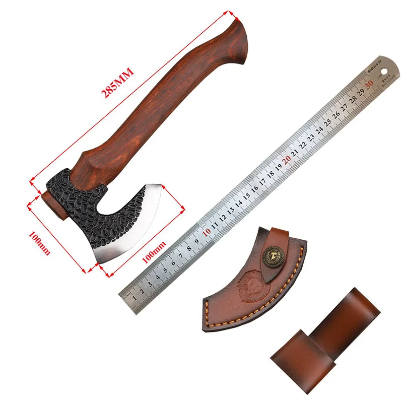 

7Cr13Mov Stainless Steel Sharp 57HRC Felling Axe Sandalwood Handle Fixed Blade Knife Outdoor Camping Chopping Wood Hand Tools