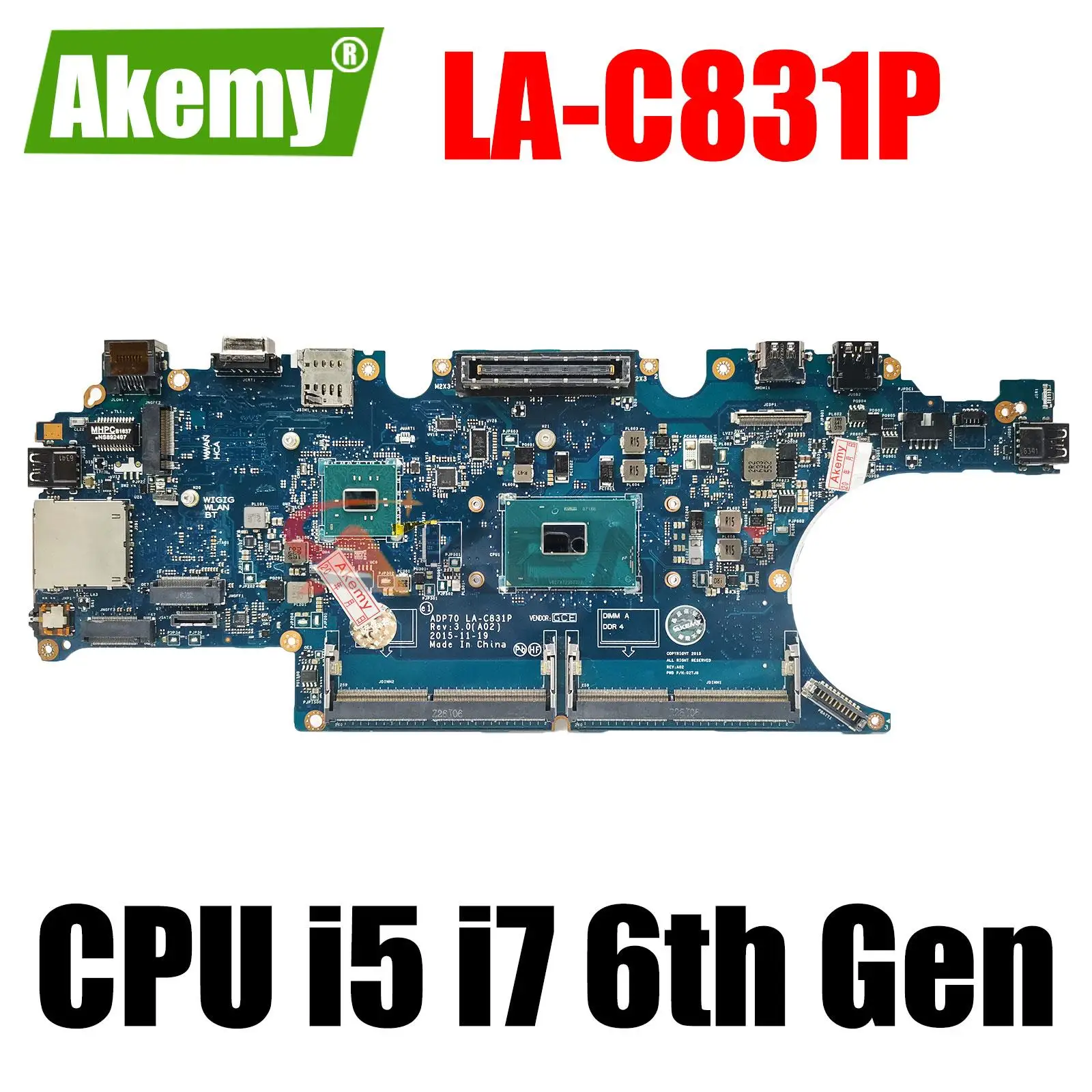 CN-0476JC 02MMKC 0792TG Mainboard For Dell E5470 LA-C831P Laptop Motherboard DDR4L With I5 I7 CPU 100% Tes OK